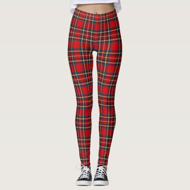 Royal Stewart Tartan Plaid Scottish Pattern Leggings (Front)