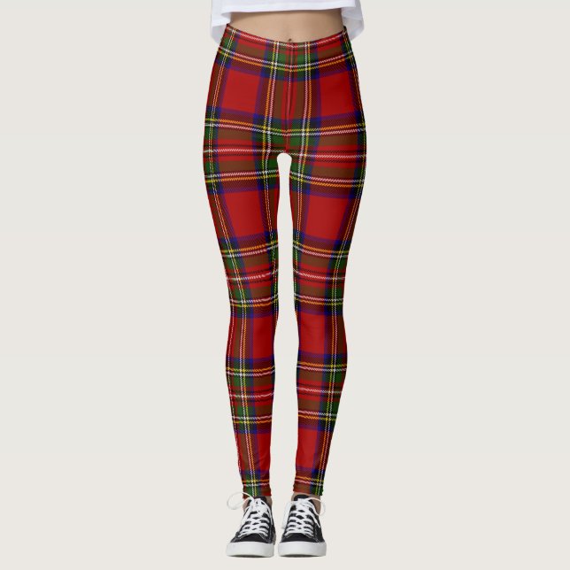 Royal Stewart Tartan Plaid Scottish Pattern Leggings (Front)