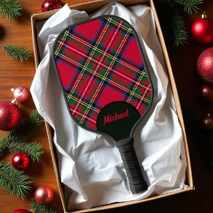 Royal Stewart Tartan Plaid with Name Pickleball Paddle