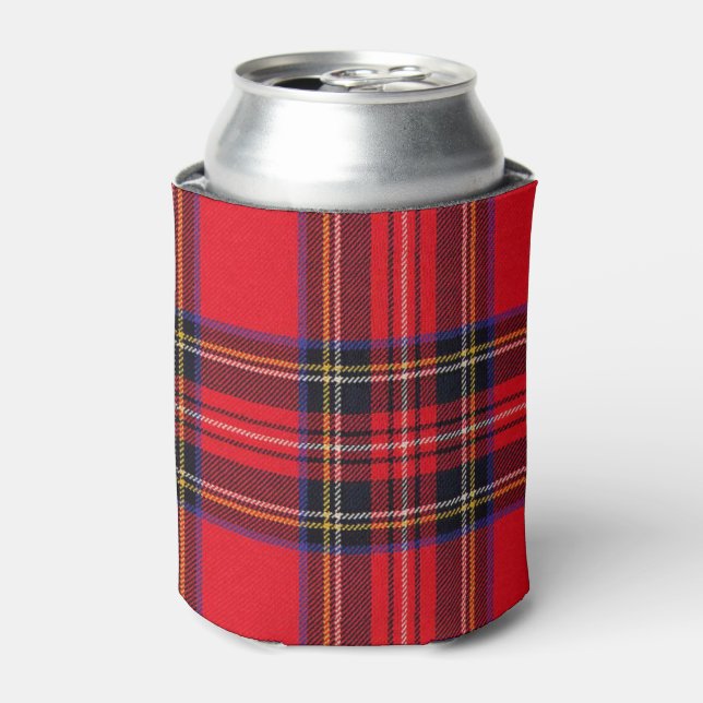 Royal Stewart tartan red black plaid Can Cooler (Can Front)
