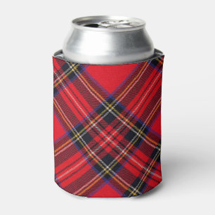 Royal Stewart tartan red black plaid Can Cooler