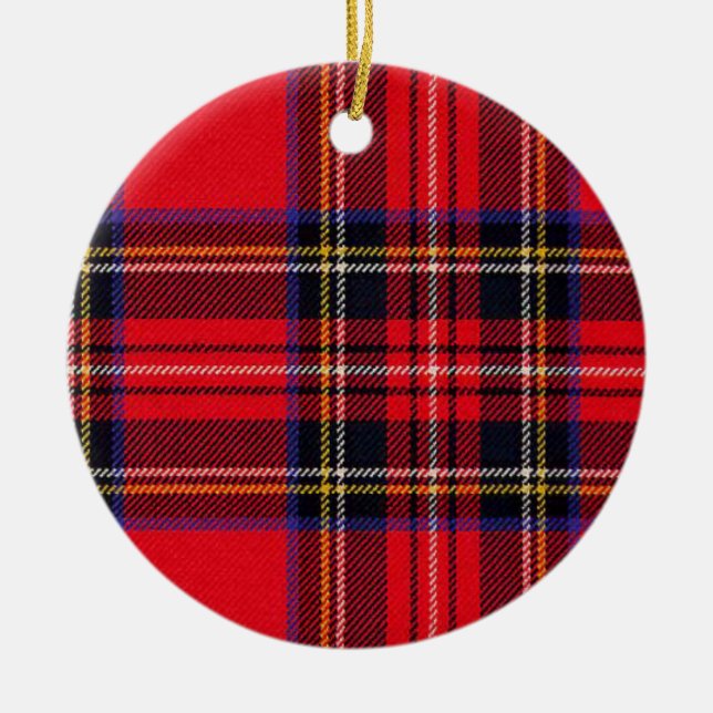 Royal Stewart tartan red black plaid Ceramic Tree Decoration (Front)