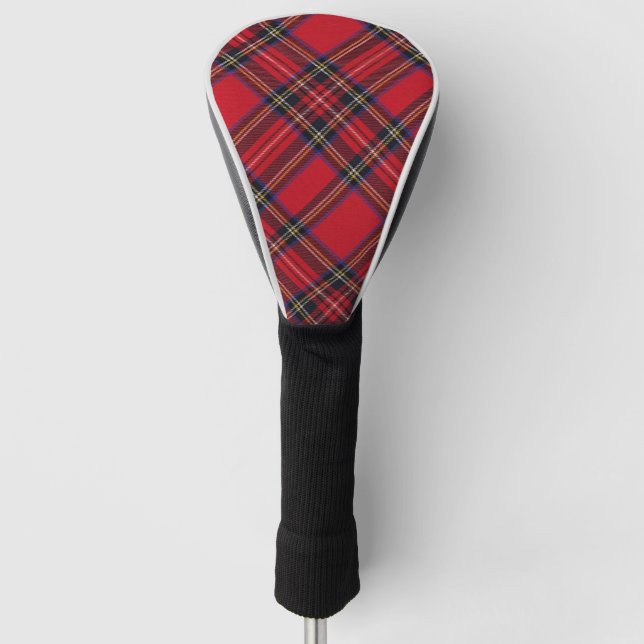 Royal Stewart tartan red black plaid Golf Head Cover (Front)