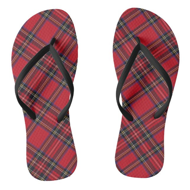 Royal Stewart tartan red black plaid Jandals (Footbed)