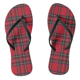 Royal Stewart tartan red black plaid Jandals