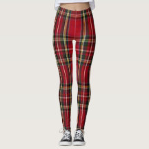 Royal Stewart tartan red black plaid Leggings