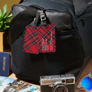 Royal Stewart tartan red black plaid Luggage Tag