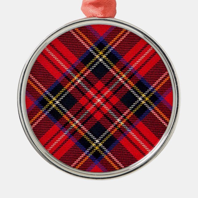 Royal Stewart tartan red black plaid Metal Tree Decoration (Front)