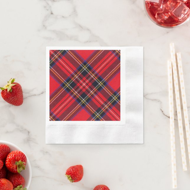 Royal Stewart tartan red black plaid Napkin (Insitu)