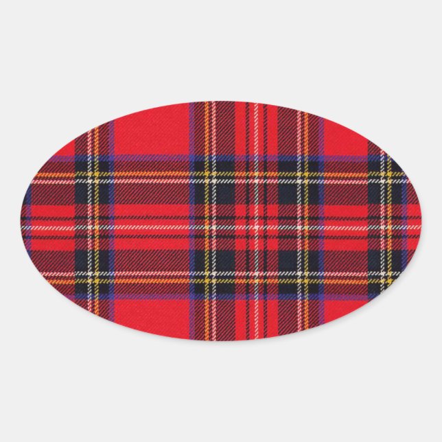 Royal Stewart tartan red black plaid Oval Sticker (Front)