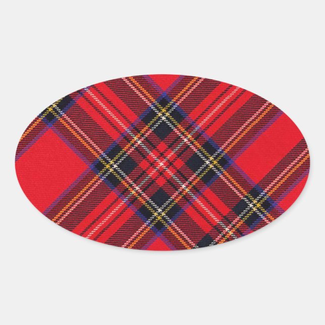 Royal Stewart tartan red black plaid Oval Sticker (Front)