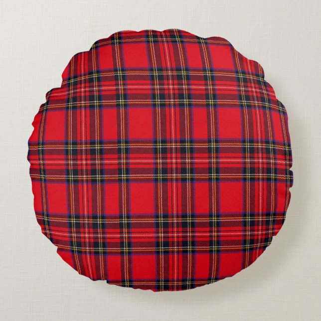 Royal Stewart tartan red black plaid Round Cushion (Front)