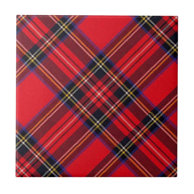 Royal Stewart tartan red black plaid Tile (Front)