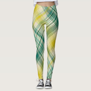 Royal Stewart tartan red black Yellow Green plaid Leggings