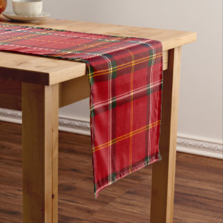 Royal Stewart Tartan Red Gold Scottish Plaid Short Table Runner