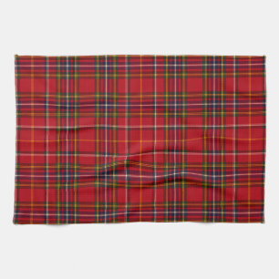 Royal Stewart Tartan Red Gold Scottish Plaid Tea Towel