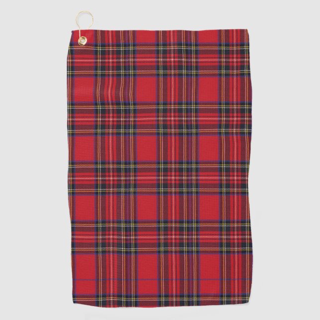 Royal Stewart Tartan Red Plaid Golf Towel (Front)