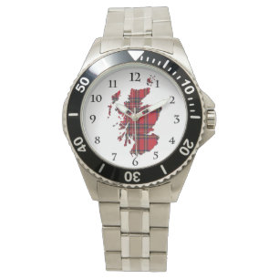 Royal Stewart Tartan Scotland Map Watch