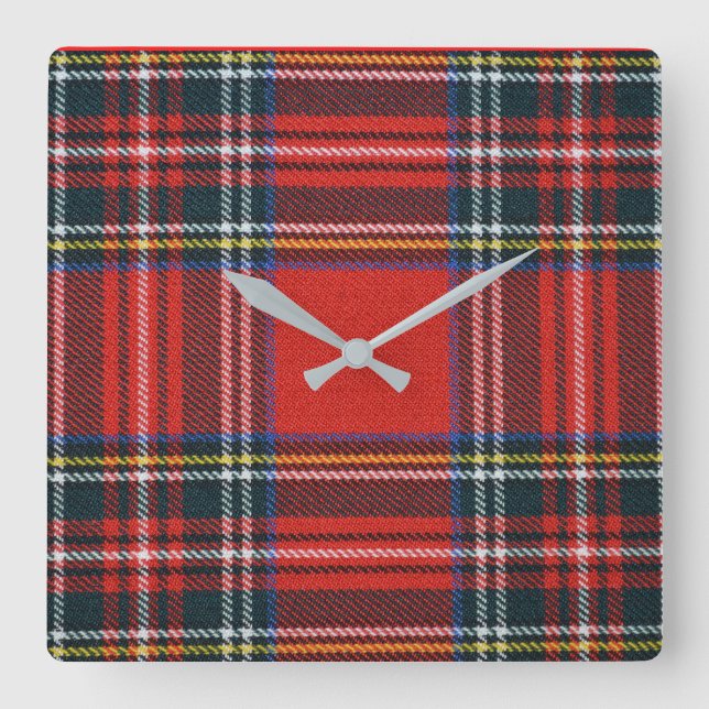 Royal Stewart Tartan Square Wall Clock (Front)