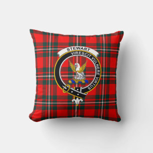 Royal Stewart Tartan with Clan Badge and Motto Cushion
