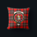 Royal Stewart Tartan with Clan Badge and Motto Thr Cushion<br><div class="desc">Royal Stewart tartan with clan badge and motto, which translated, means, "Courage grows strong from a wound." The Stewart has many different clans and badges.</div>