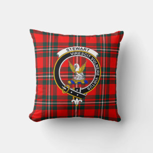 Royal Stewart Tartan with Clan Badge and Motto Thr Cushion