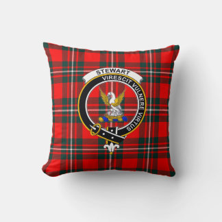 Royal Stewart Tartan with Clan Badge and Motto Thr Cushion