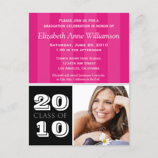 Royal Stripes Graduation Announcement (pink)