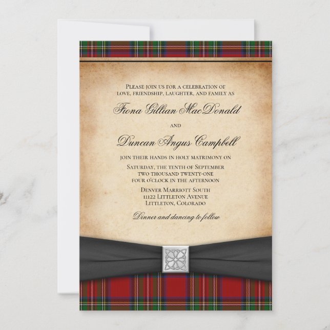 Royal Stuart Tartan Wedding Invitation (Front)