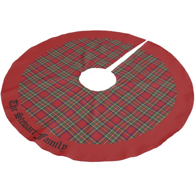 Royal Tartan Plaid Scottish Clan Your Family Name Brushed Polyester Tree Skirt (Angled)
