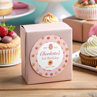 Royal Tea Party Pattern Pink Birthday Classic Round Sticker
