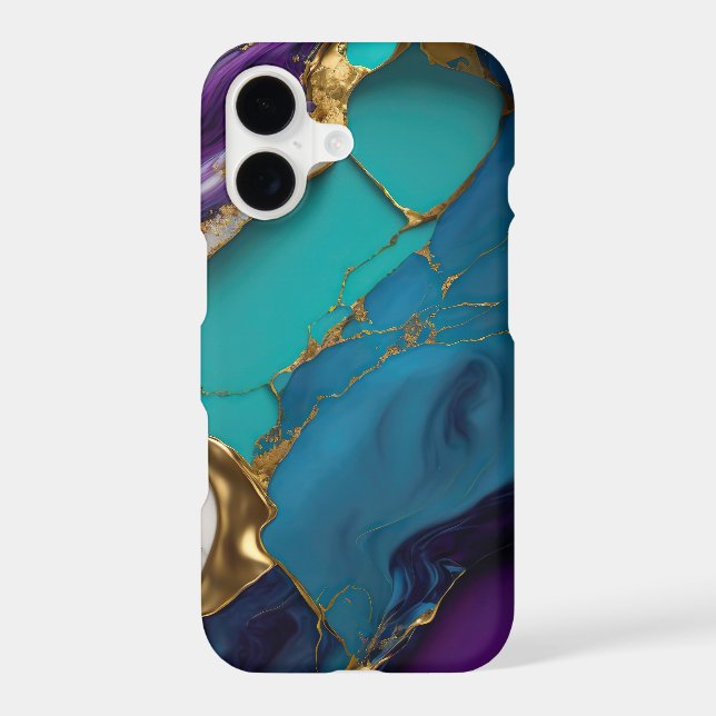 Royal Teal & Amethyst Marble with Gold Veins (Back)