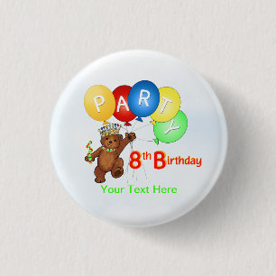 Royal Teddy Bear 8th Birthday Party 3 Cm Round Badge