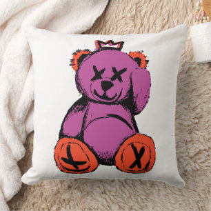 Royal Teddy Bear in Purple & Orange Cushion