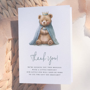 Royal Teddy Bear Prince Boy Baby Shower Thank You Card
