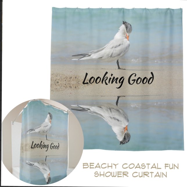 Royal Tern Coastal Customisable Photographic Shower Curtain (Creator Uploaded)
