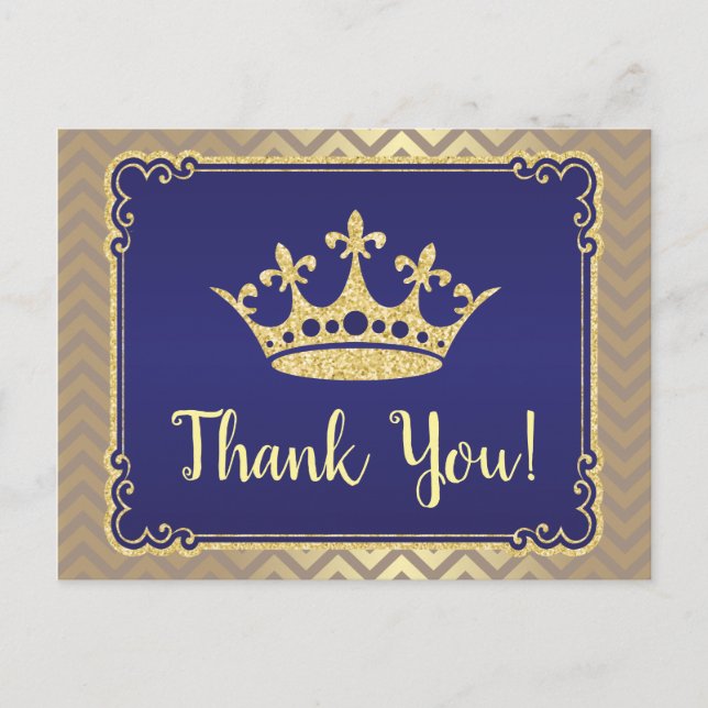 Royal Thank you Baby Shower Thank You Postcard (Front)
