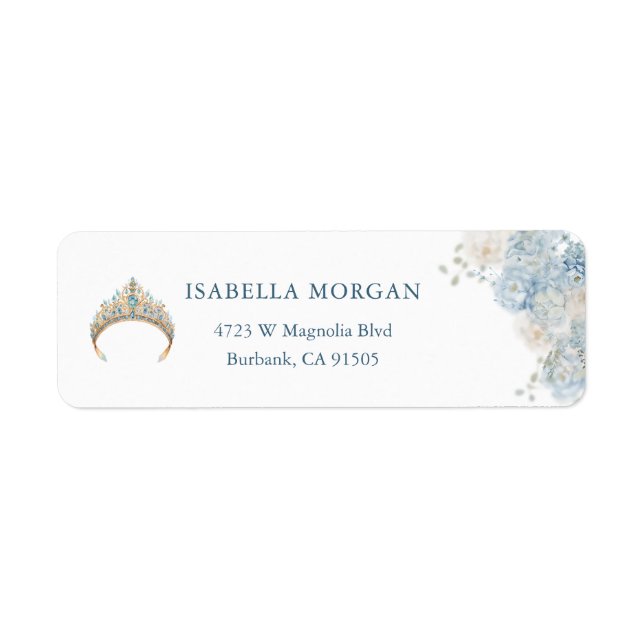 Royal Tiara Blue Floral Return Address (Front)