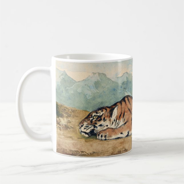 Royal Tiger, Eugene Delacroix, French Watercolor, Coffee Mug (Left)