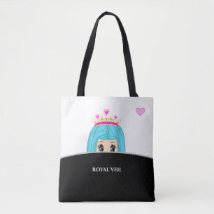 Royal veil on black and white tote bag