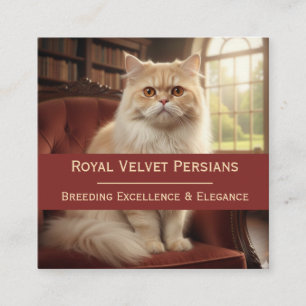 Royal Velvet Persian Cattery Customizable Photo Square Business Card