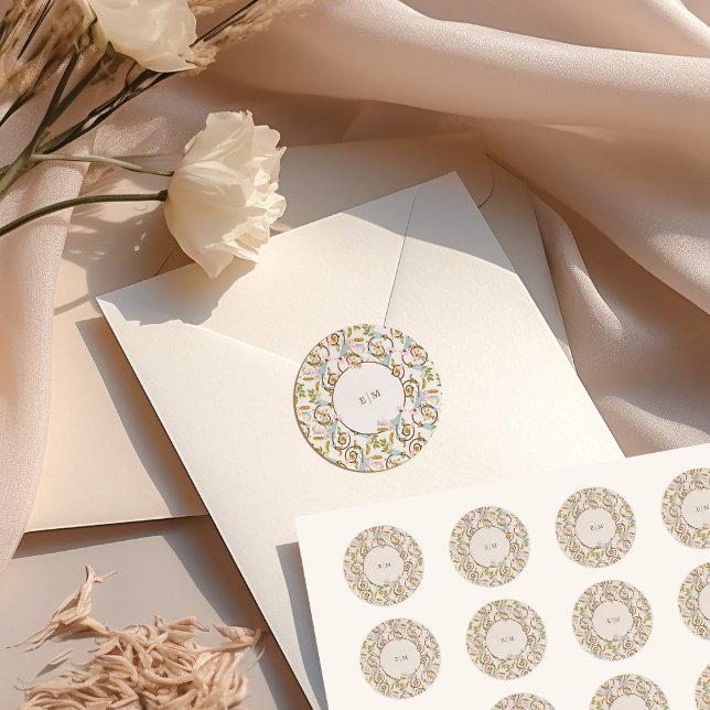 Royal Victorian Elegant Floral Wedding Classic Round Sticker (Creator Uploaded)