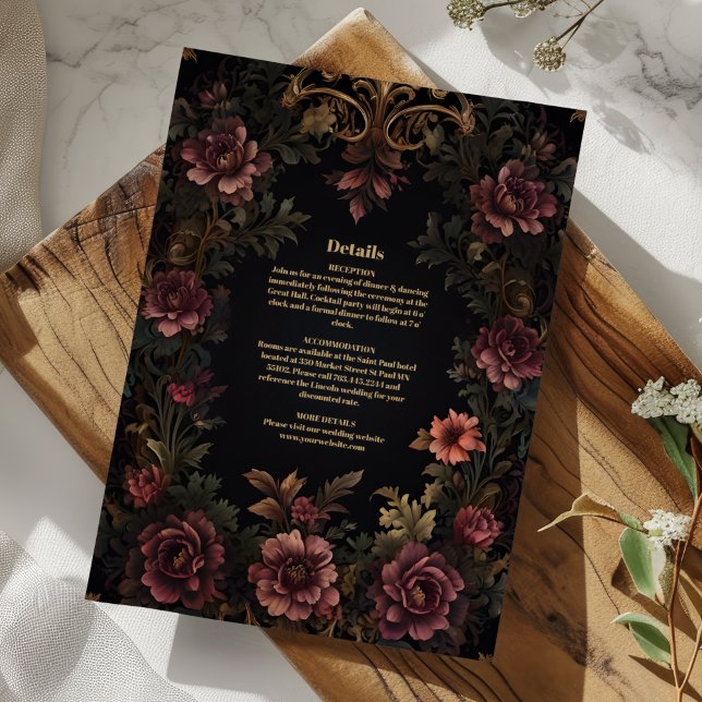 Royal Victorian Floral Gothic Wedding Enclosure Card (Creator Uploaded)