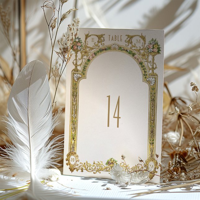 Royal Victorian Floral Wedding Table Number Card (Creator Uploaded)