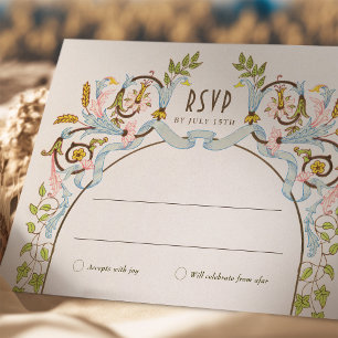 Royal Victorian Wedding RSVP Vintage Florals Invitation