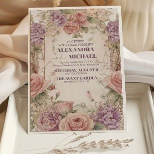 Royal Victorian Wedding Whimsical Floral Ornaments Invitation