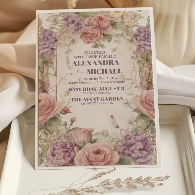 Royal Victorian Wedding Whimsical Floral Ornaments Invitation (Creator Uploaded)