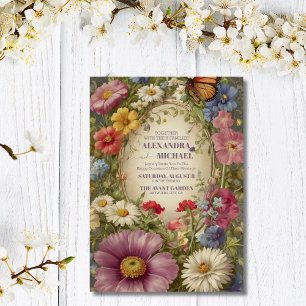 Royal Victorian Wedding Whimsical Floral Ornaments Invitation