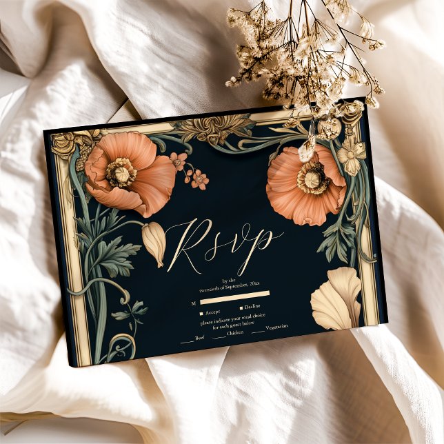 Royal Victorian Wedding Whimsical Floral Wedding RSVP Card (Creator Uploaded)