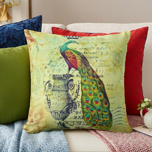 royal vintage peacock cushion
